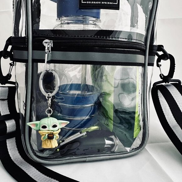 Clear PVC Crossbody Bag Unisex Stadium Approved Transparent Purse - Picture 5 of 9